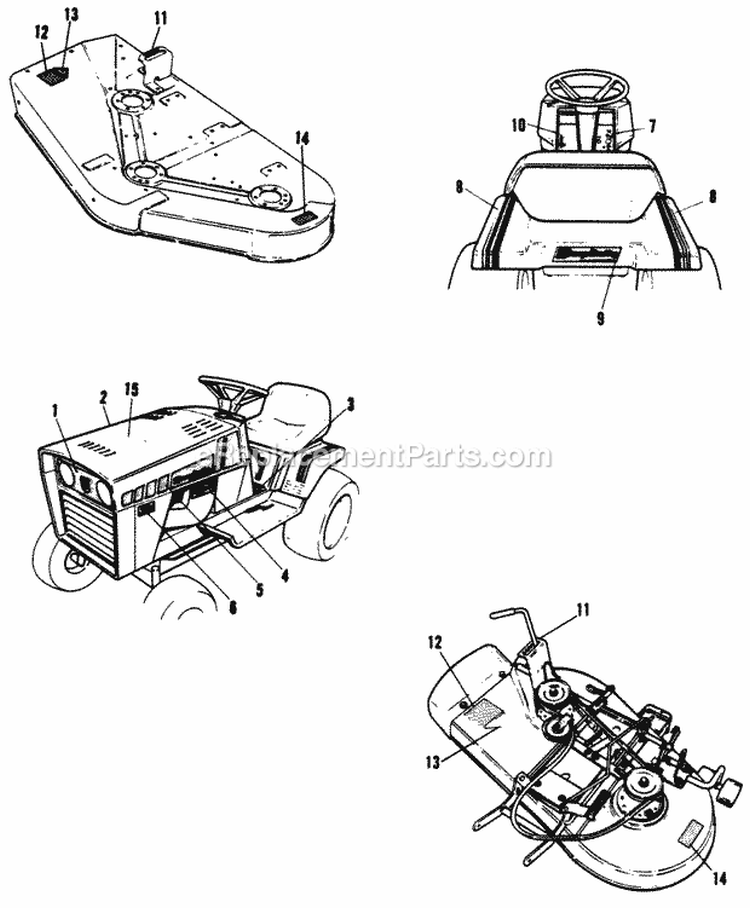 Decal Group Diagram and Parts List for 1690855  Simplicity Lawn Tractor