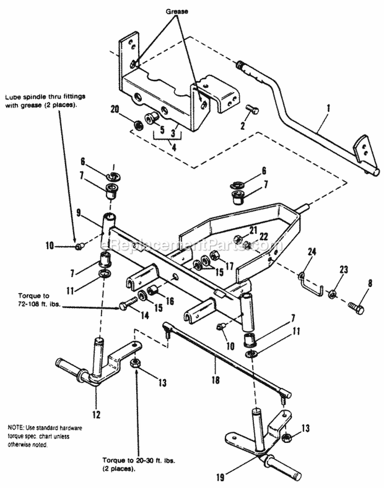 Front Axle Group Diagram and Parts List for 1690855  Simplicity Lawn Tractor