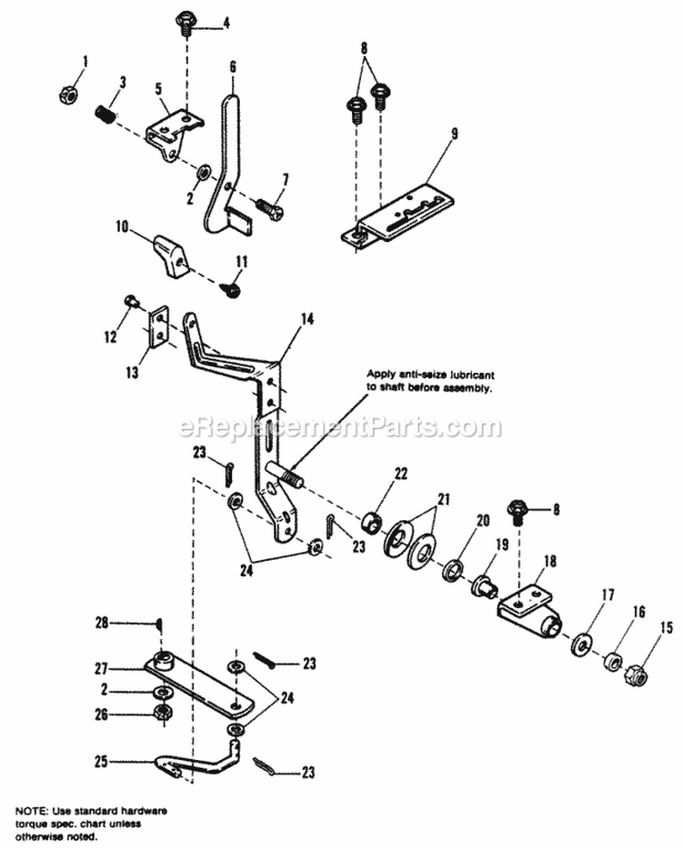 Linkage  Control Group Diagram and Parts List for 1690855  Simplicity Lawn Tractor
