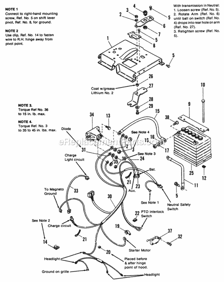 Electrical Group - Later Models Diagram and Parts List for 1690694  Simplicity Lawn Tractor