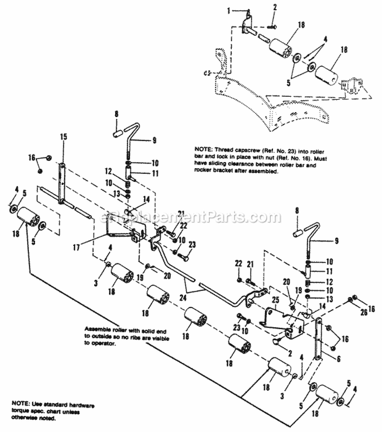 42 Rotary Mower-Height Adjuster  Rollers Group Diagram and Parts List for 1690485  Simplicity Lawn Tractor