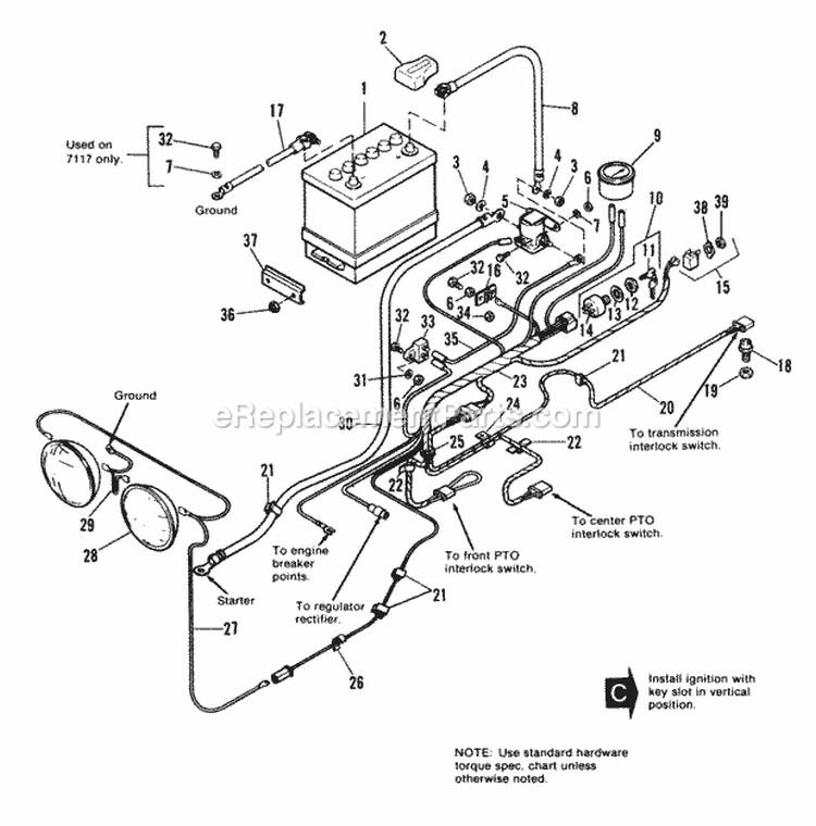 Electrical Group Diagram and Parts List for 1690647  Simplicity Lawn Tractor