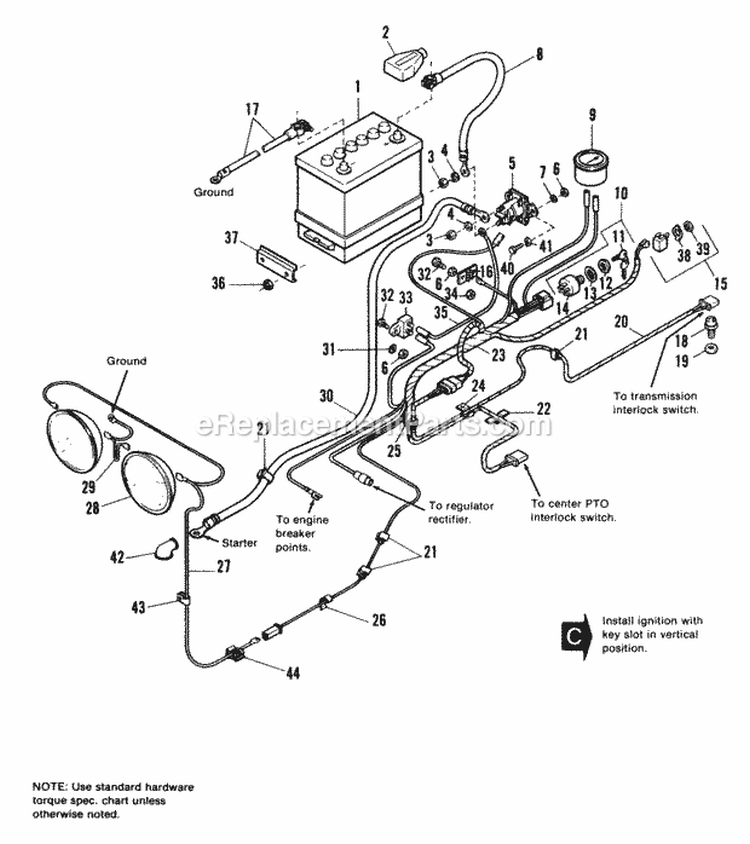 Electrical Group - 7112 Diagram and Parts List for 1690645  Simplicity Lawn Tractor