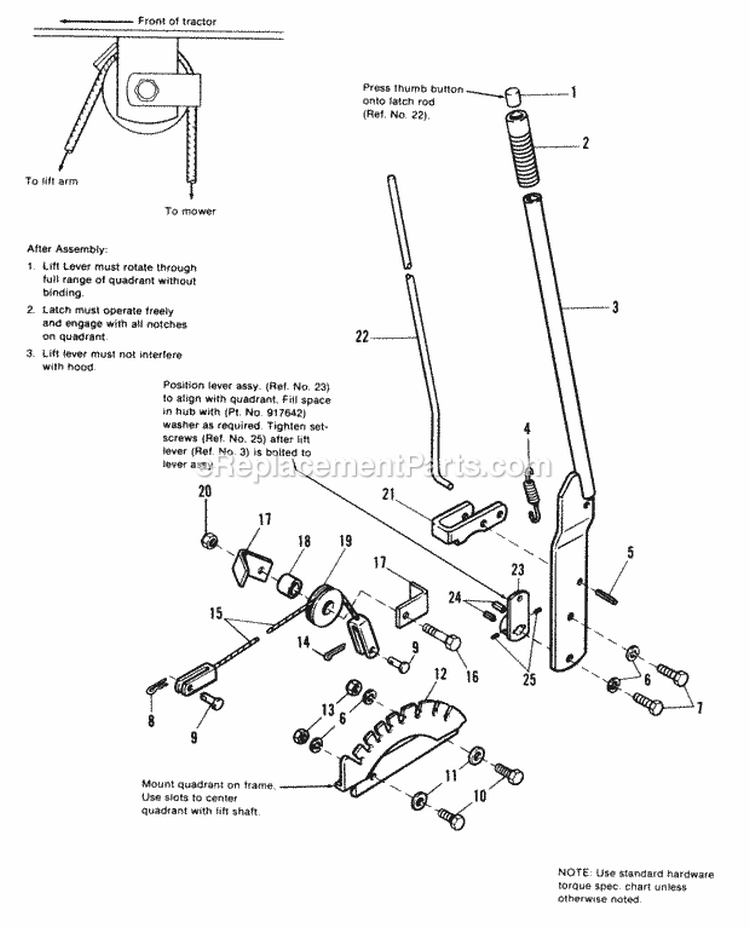 Lift Lever  Cable Group Diagram and Parts List for 1690647  Simplicity Lawn Tractor