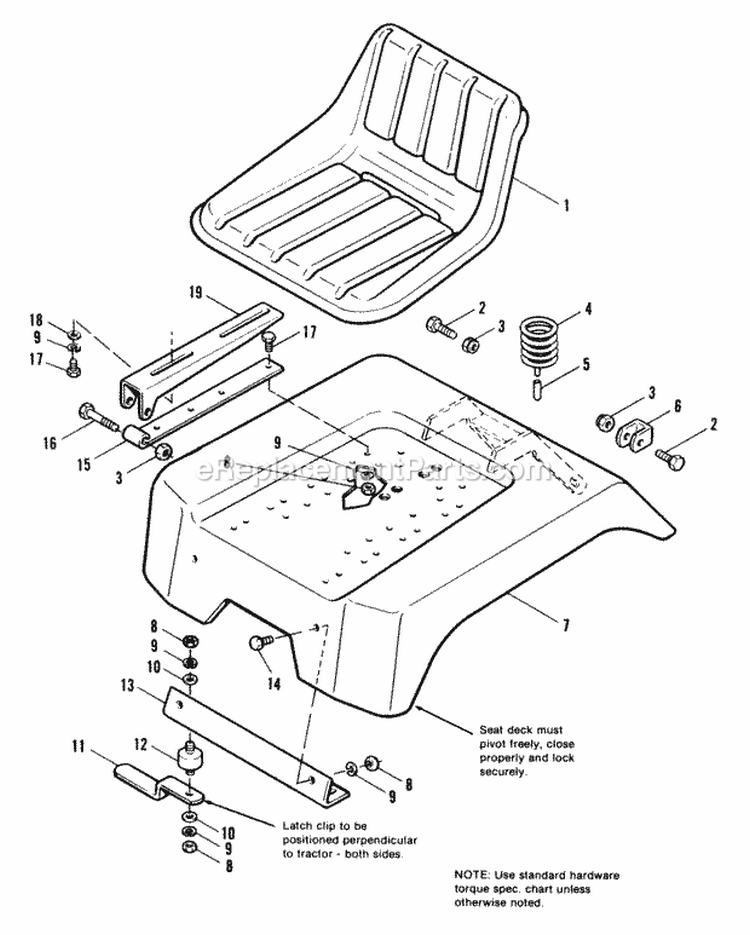 Seat  Deck Group Diagram and Parts List for 1690647  Simplicity Lawn Tractor