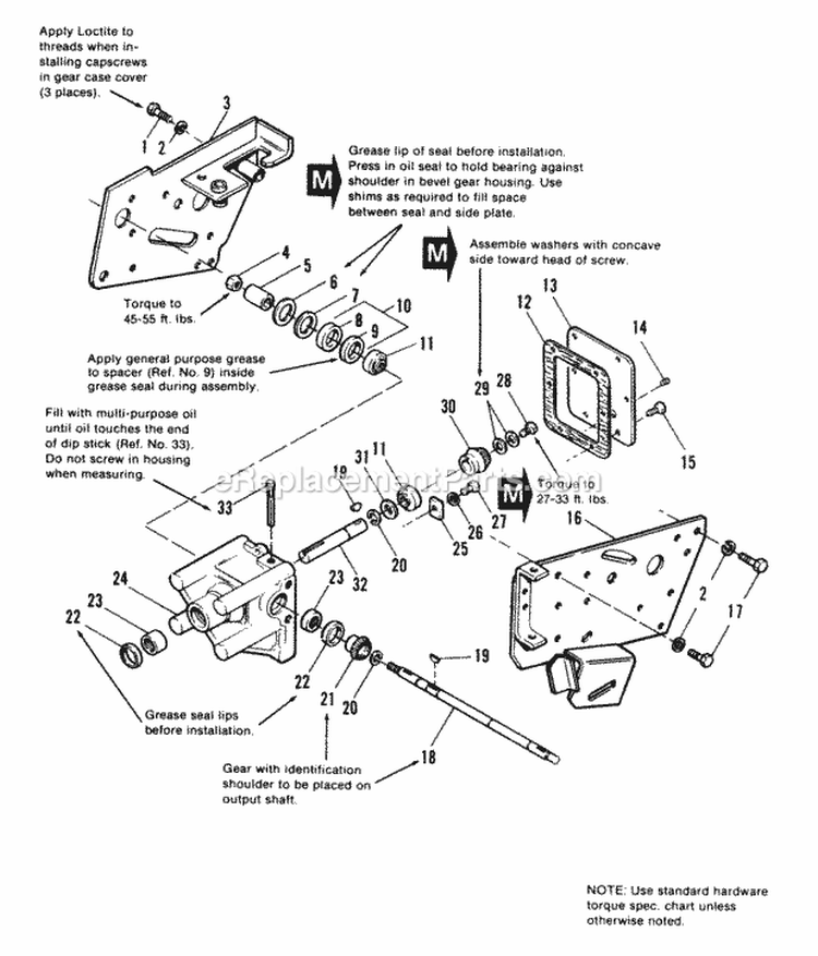 Bevel Gear  Side Plate Group Diagram and Parts List for 1690647  Simplicity Lawn Tractor
