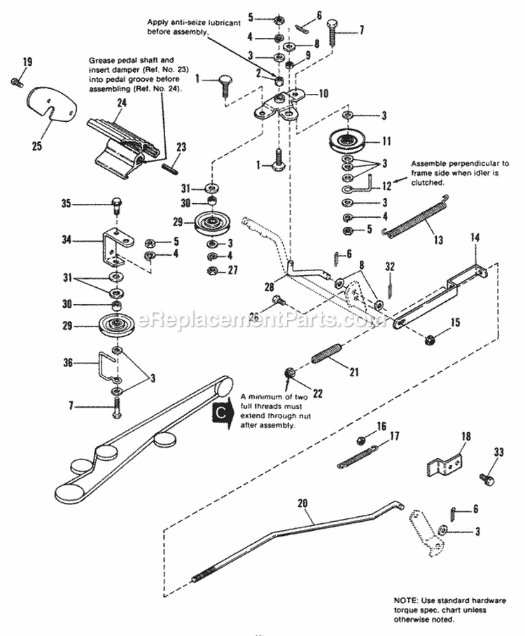 Brake  Clutch Group Diagram and Parts List for 1690847  Simplicity Lawn Tractor