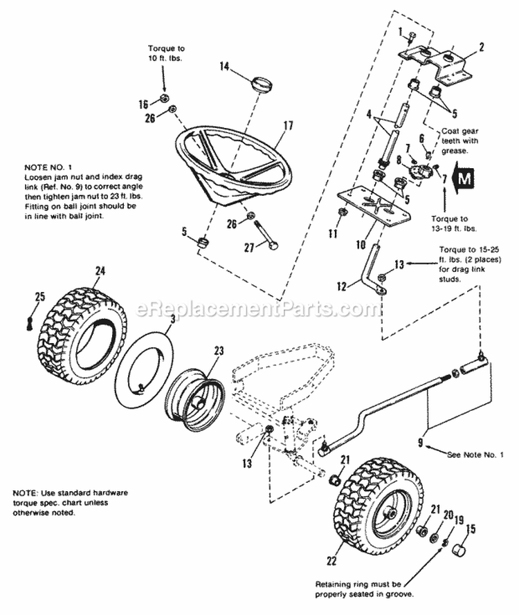 Steering  Front Wheel Group - 1690912 Diagram and Parts List for 1690914  Simplicity Lawn Tractor