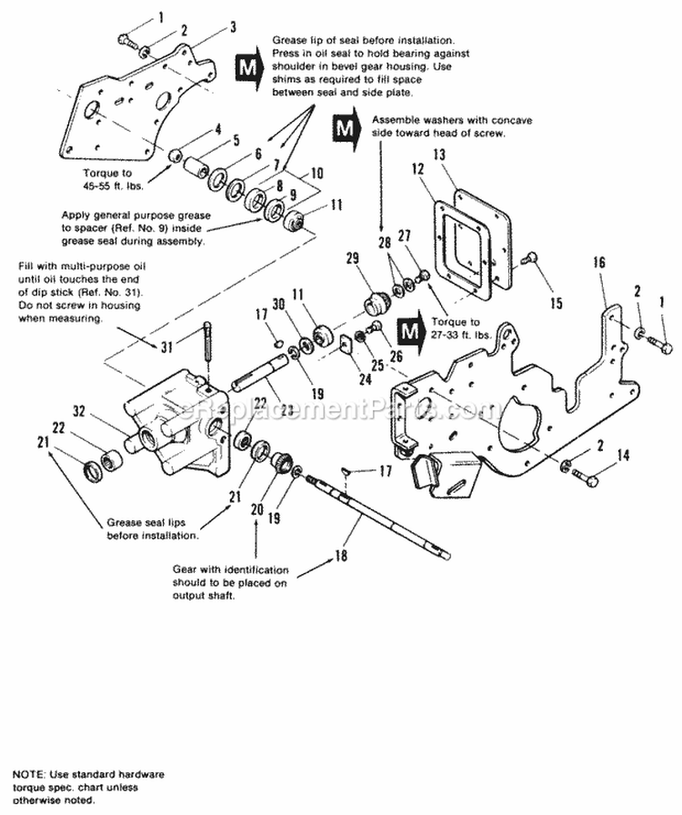 Bevel Gear  Side Plate Group Diagram and Parts List for 1690896  Simplicity Lawn Tractor