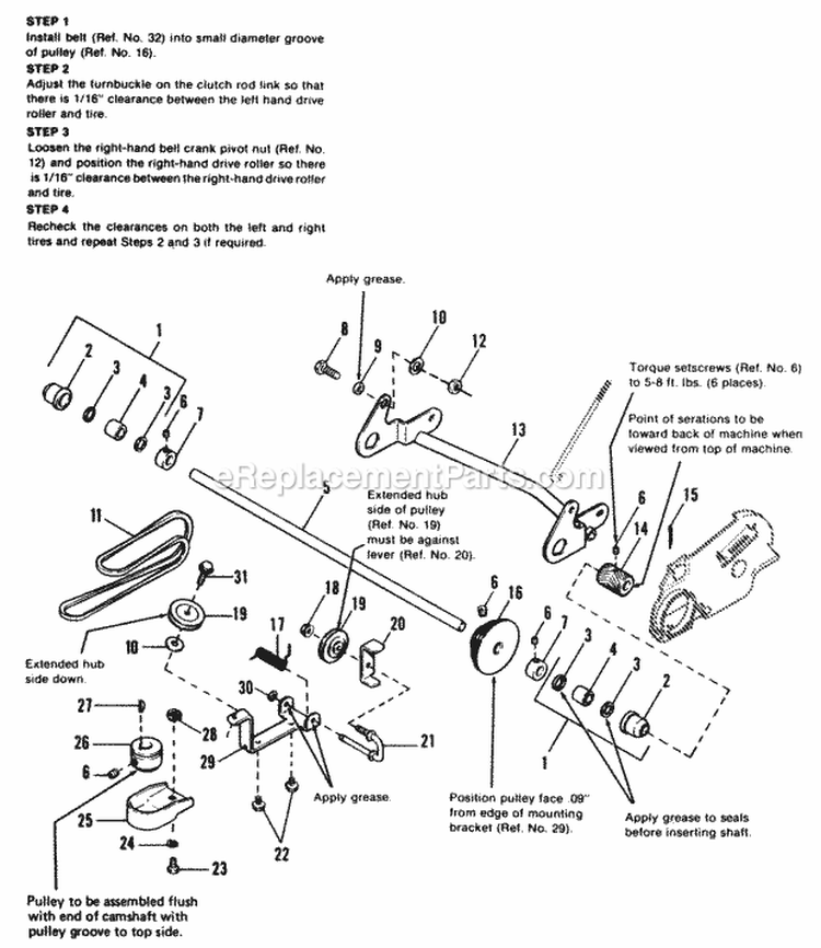 Drive Group Diagram and Parts List for 1690795  Simplicity Lawn Mower