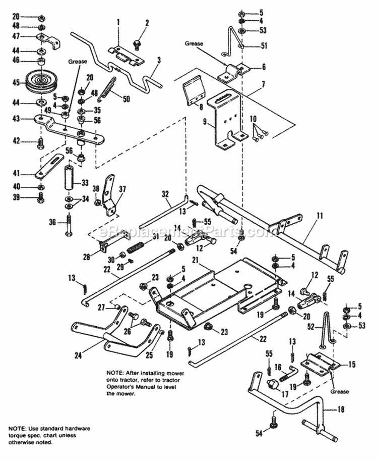 36 Clutch  Roller Support Group Diagram and Parts List for 1691176  Simplicity Lawn Tractor