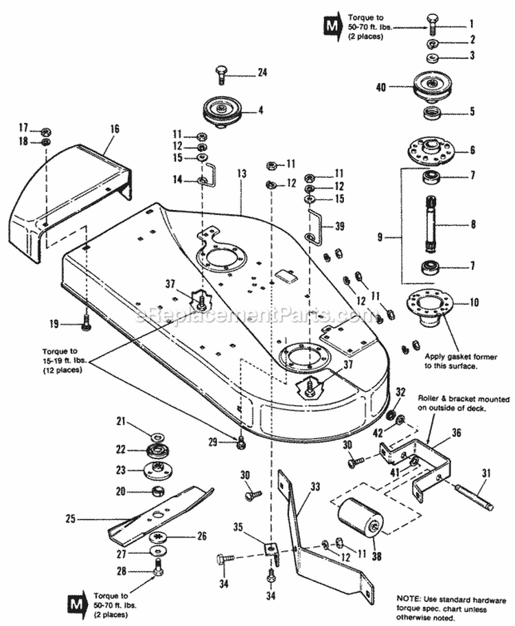 36 Mower Deck  Arbor Group Diagram and Parts List for 1691176  Simplicity Lawn Tractor