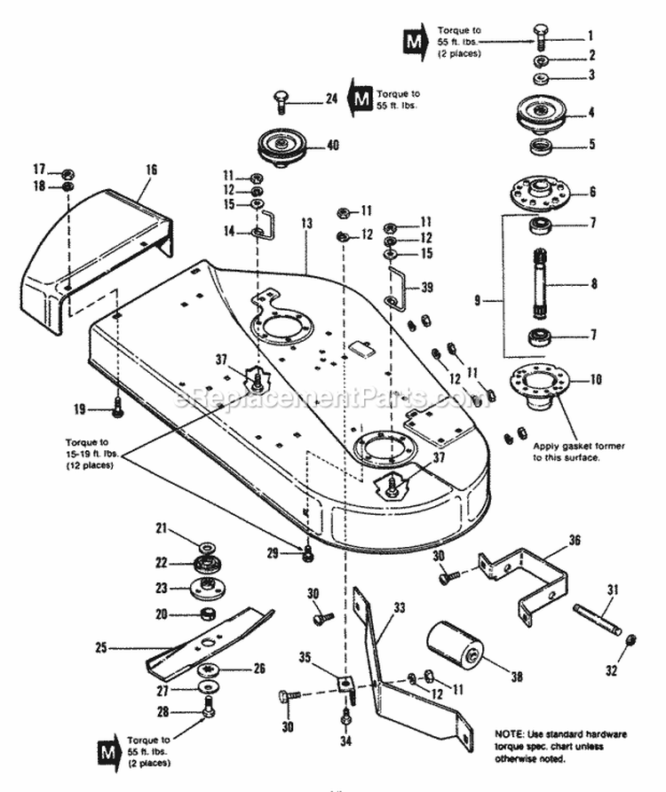 36 Mower Deck  Arbor Group Diagram and Parts List for 1690848  Simplicity Lawn Tractor