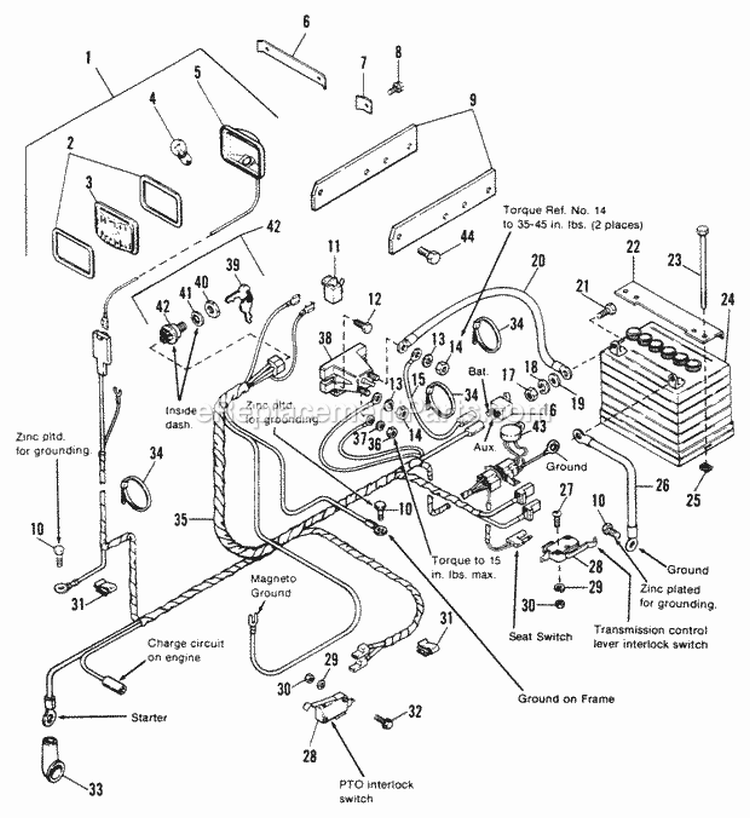 Electrical Group Diagram and Parts List for 1691052  Simplicity Lawn Tractor