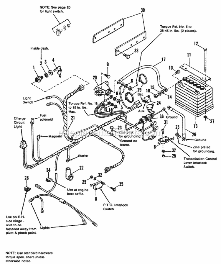 Electrical Group Diagram and Parts List for 1691228  Simplicity Lawn Tractor