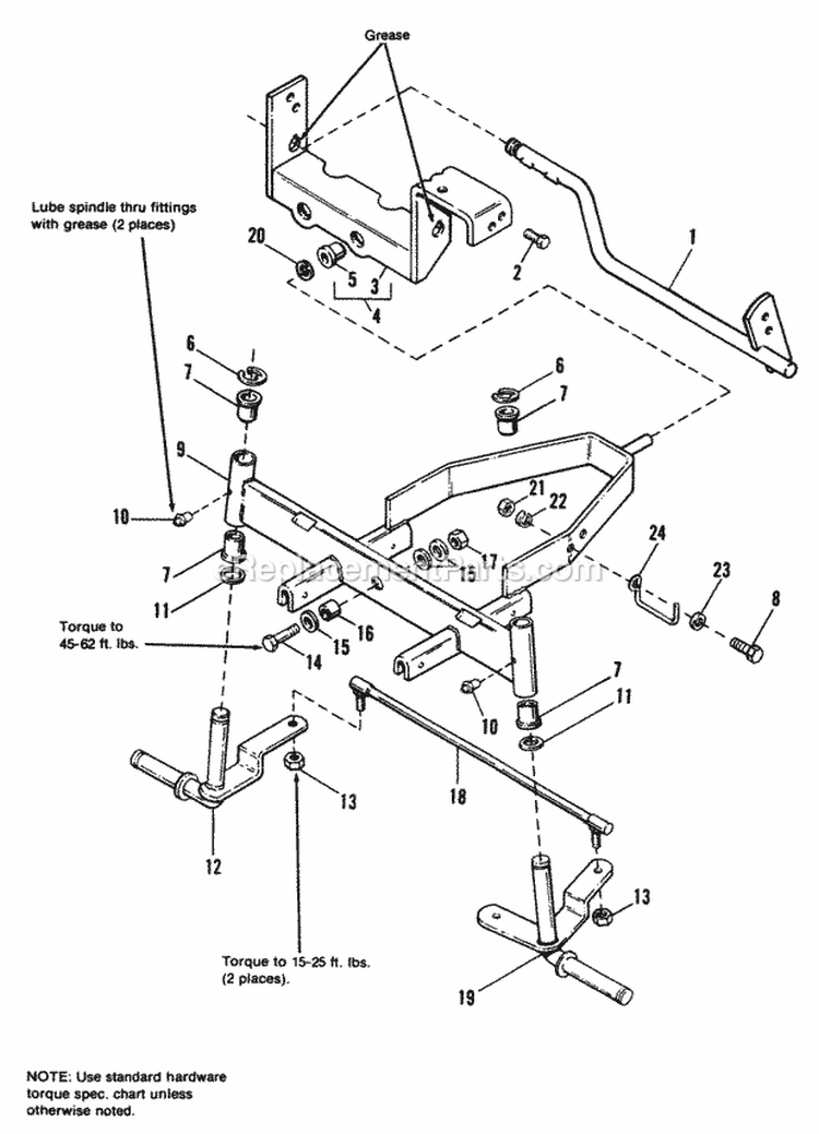 Front Axle Group(Early Models) Diagram and Parts List for 1691228  Simplicity Lawn Tractor