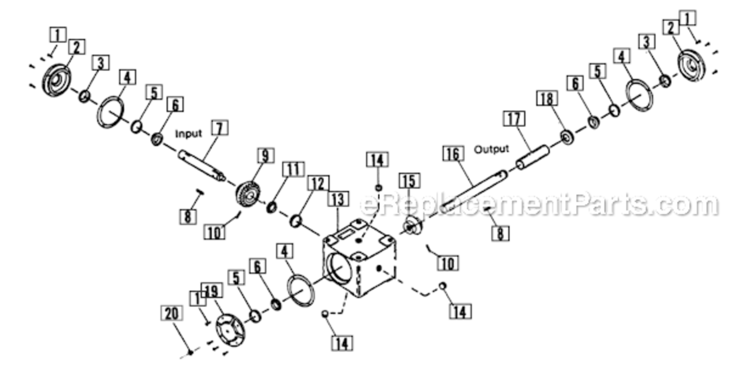 42_48_And_60_Mower_Drive_Assy_Curtis_Gear_Box Diagram and Parts List for 1691339  Simplicity Lawn Tractor