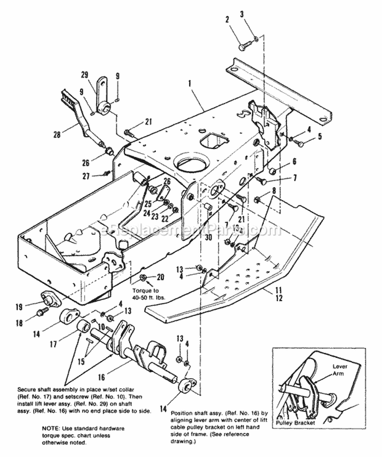 Frame  Footrest Group Diagram and Parts List for 1690485  Simplicity Lawn Tractor