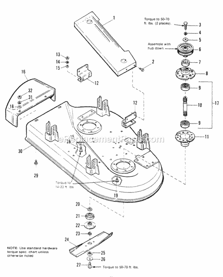 36 Mower Deck  Arbor Group Diagram and Parts List for 1691278  Simplicity Lawn Tractor