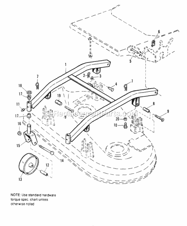 36 Mower Support Group Diagram and Parts List for 1691278  Simplicity Lawn Tractor