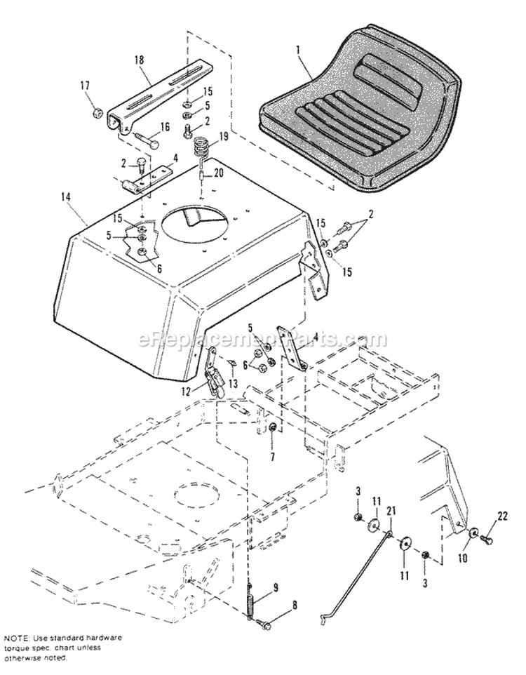 Seat  Deck Group - Early Models Diagram and Parts List for 1691466  Simplicity Lawn Tractor