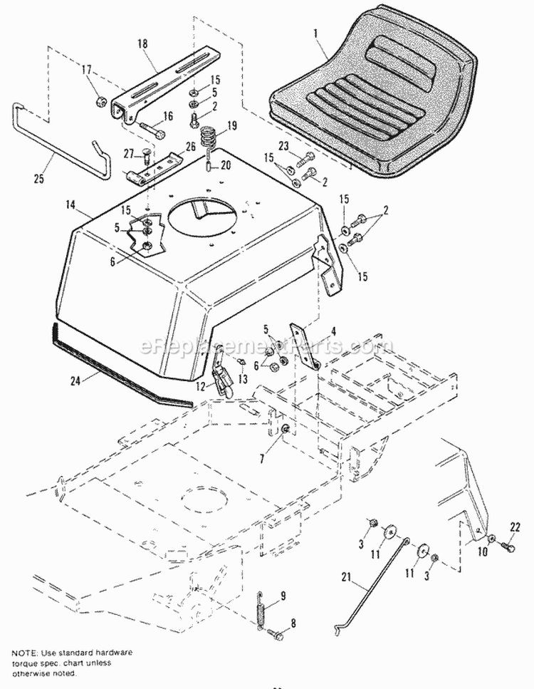 Seat  Deck Group - Later Models Diagram and Parts List for 1691466  Simplicity Lawn Tractor