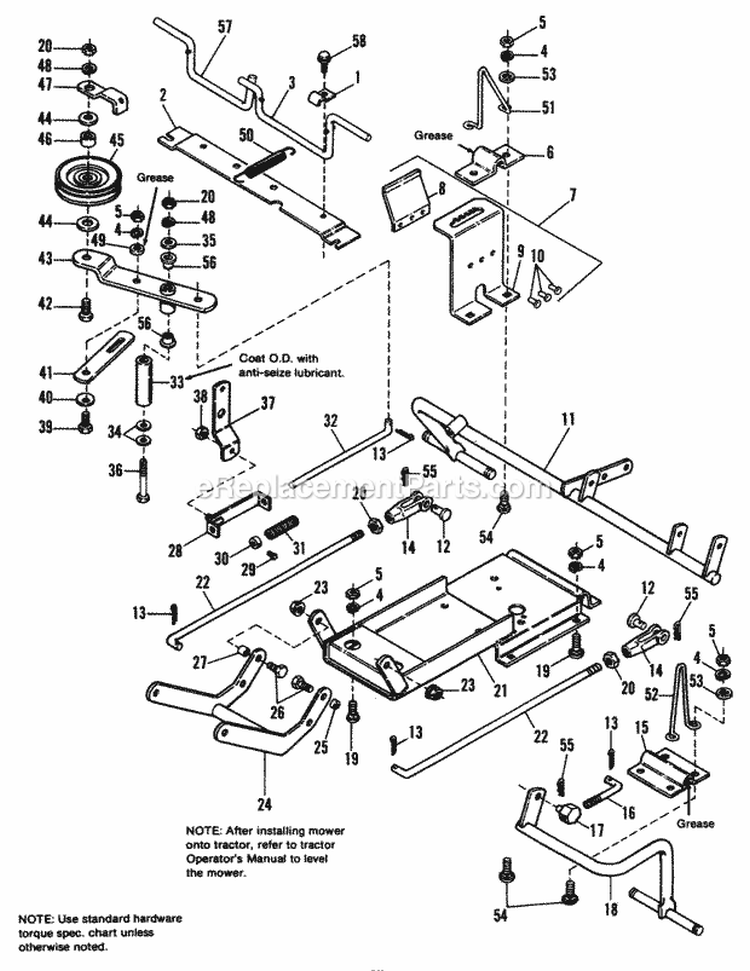 36 Clutch  Roller Support Group Diagram and Parts List for 1691445  Simplicity Lawn Tractor
