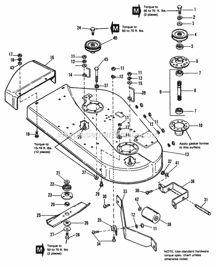 36 Mower Deck  Arbor Group Diagram and Parts List for 1691445  Simplicity Lawn Tractor