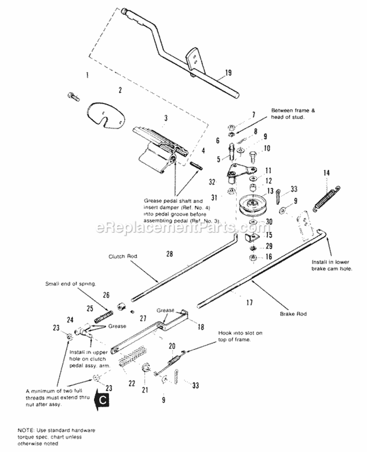 Brake  Clutch Group Diagram and Parts List for 1691555  Simplicity Lawn Tractor