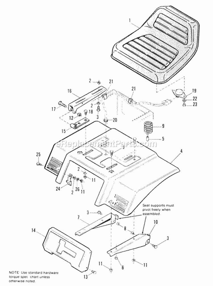 Seat  Deck Group Diagram and Parts List for 1691555  Simplicity Lawn Tractor