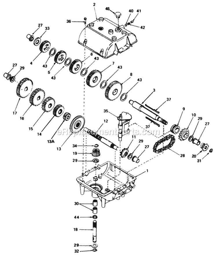 Peerless Transmission Model 700-018 Diagram and Parts List for 1691668  Simplicity Lawn Tractor