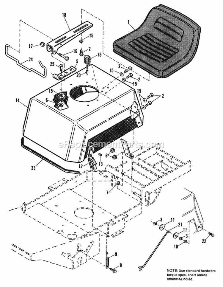 Seat  Deck Group Diagram and Parts List for 1691668  Simplicity Lawn Tractor