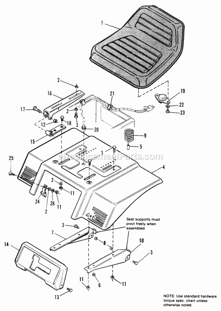 Seat  Deck Group Diagram and Parts List for 1691481  Simplicity Lawn Tractor