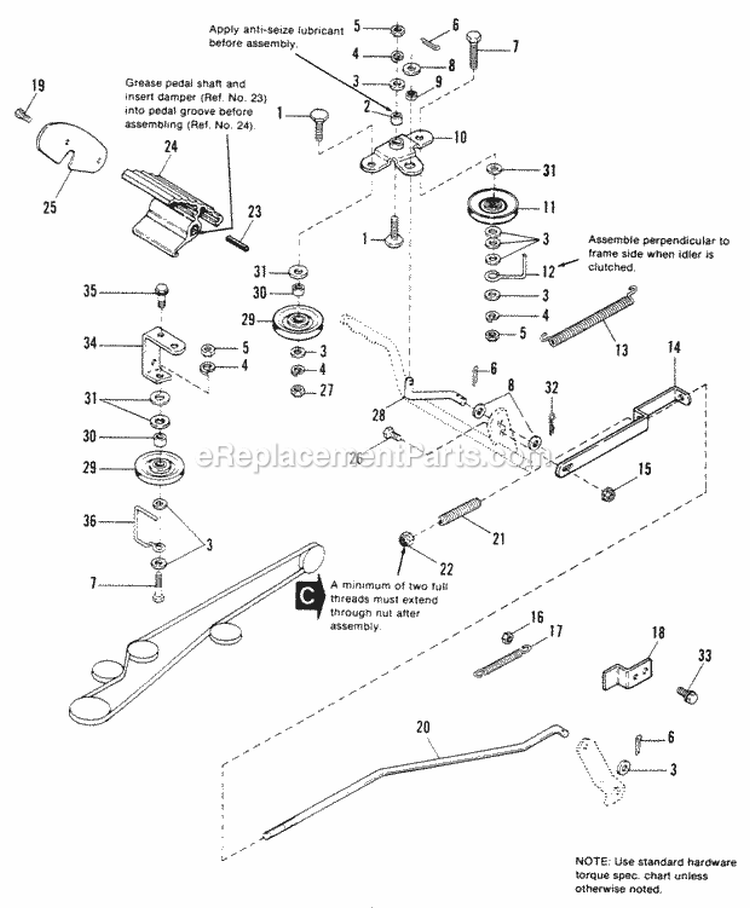 Brake  Clutch Group Diagram and Parts List for 1691052  Simplicity Lawn Tractor