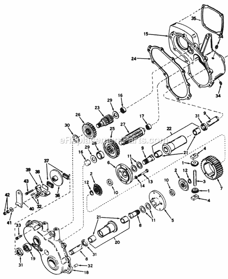 Peerless Gear Reduction  Differential Model 1326 Diagram and Parts List for 1691228  Simplicity Lawn Tractor
