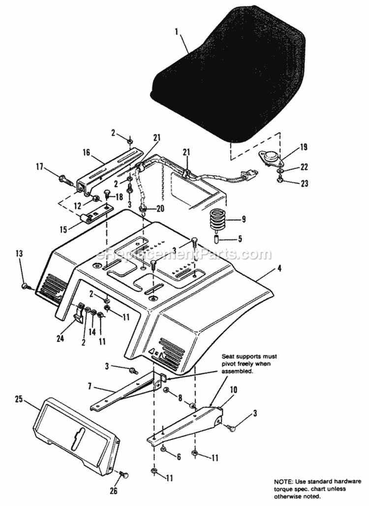 Seat  Deck Group Diagram and Parts List for 1691503  Simplicity Lawn Tractor