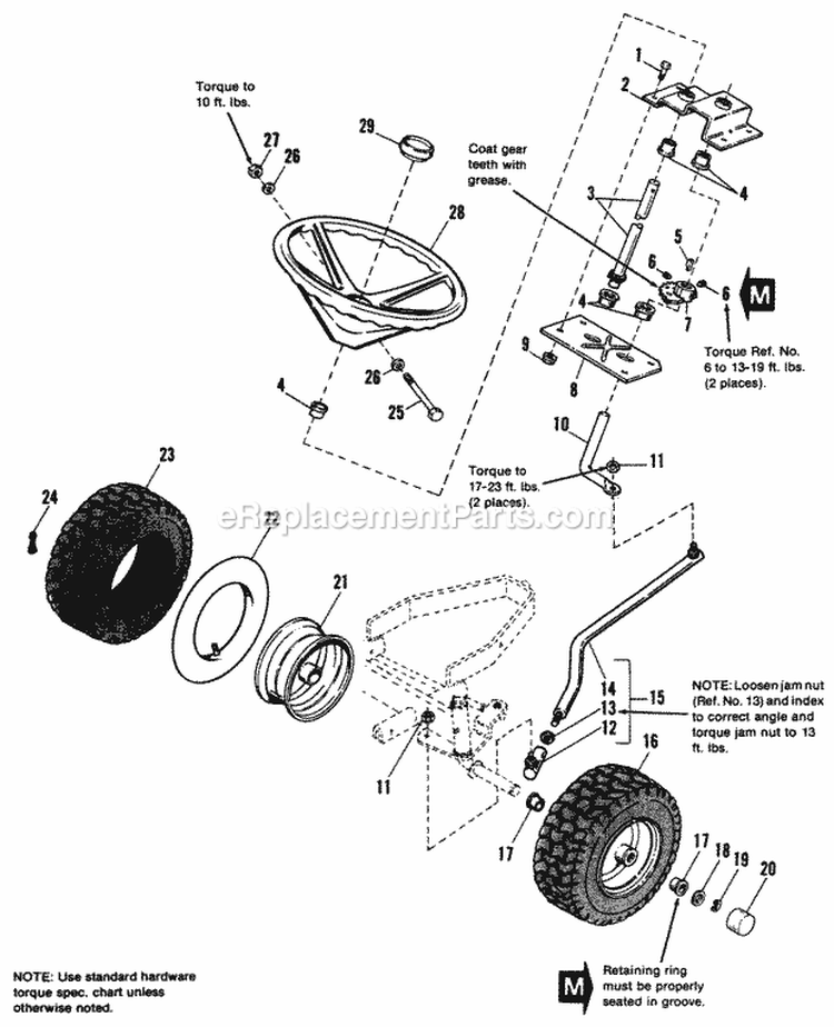 Steering  Front Wheel Group Diagram and Parts List for 1691228  Simplicity Lawn Tractor