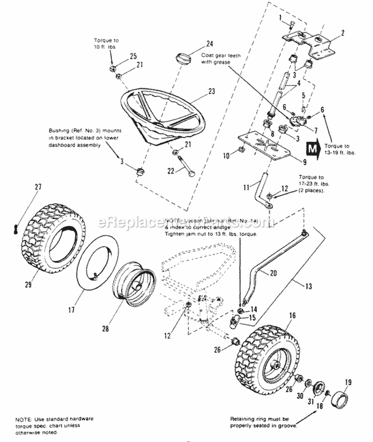 Steering  Front Wheel Group Diagram and Parts List for 1691468  Simplicity Lawn Tractor