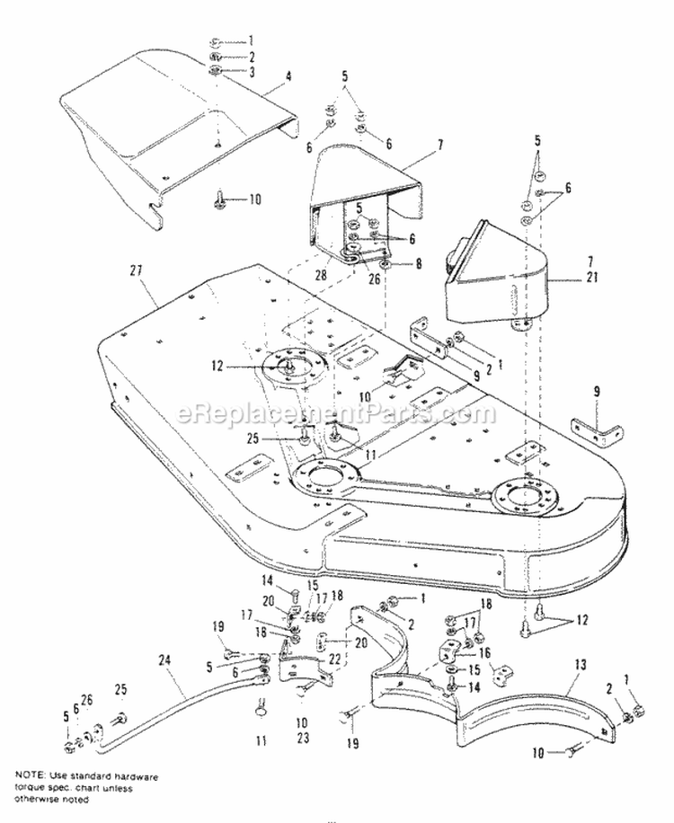 42  48 Mower Housing Group Diagram and Parts List for 1691625  Simplicity Lawn Tractor