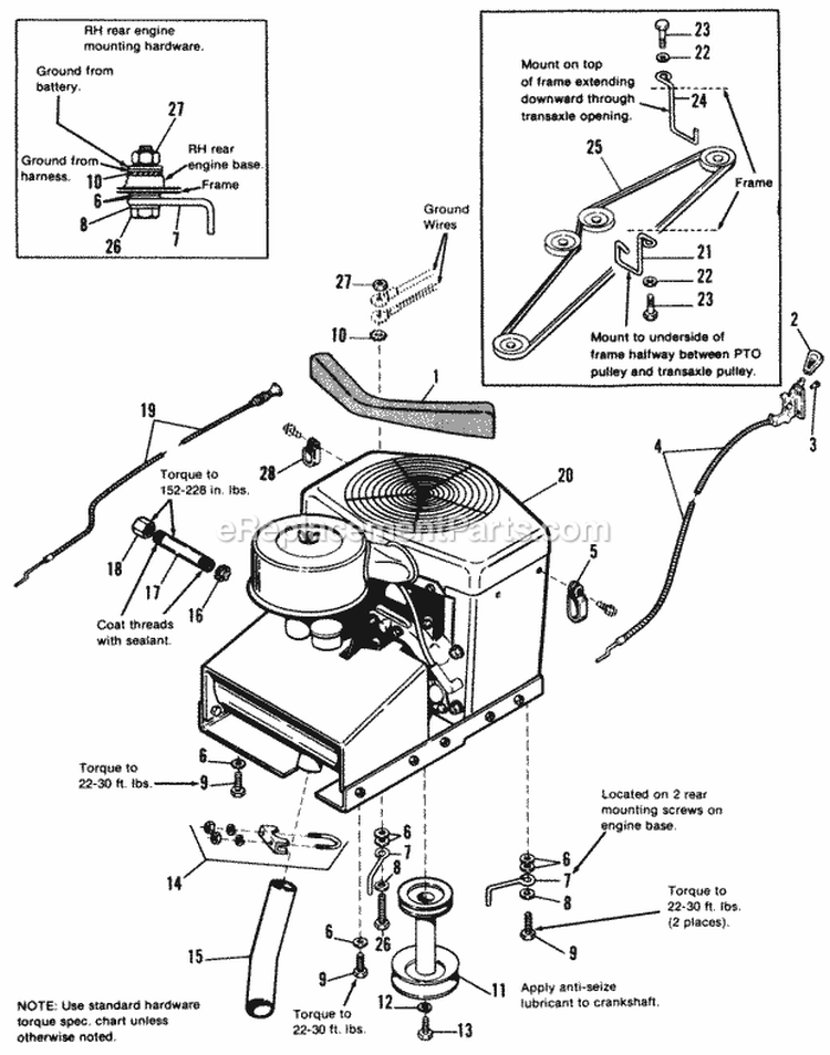 Engine Group (17Hp) Diagram and Parts List for 1691824  Simplicity Lawn Tractor