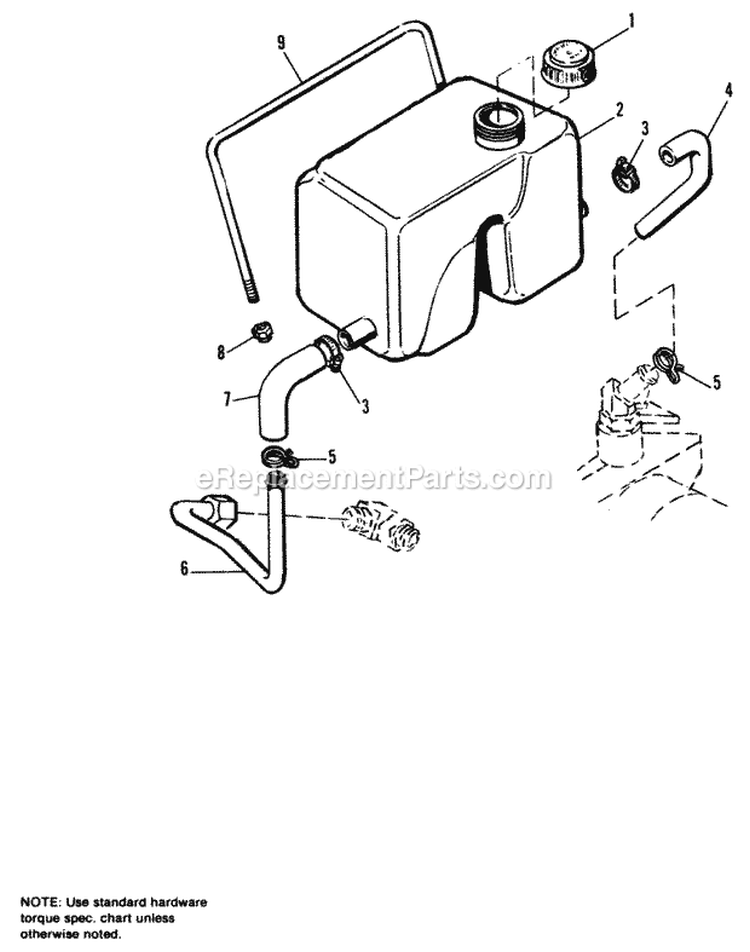 Hydro Reservoir Group Diagram and Parts List for 1691824  Simplicity Lawn Tractor