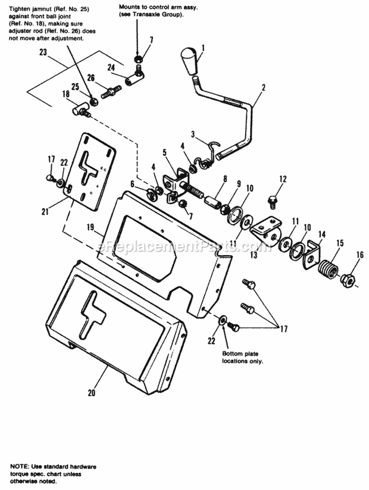 Shift Quadrant Group Diagram and Parts List for 1691824  Simplicity Lawn Tractor