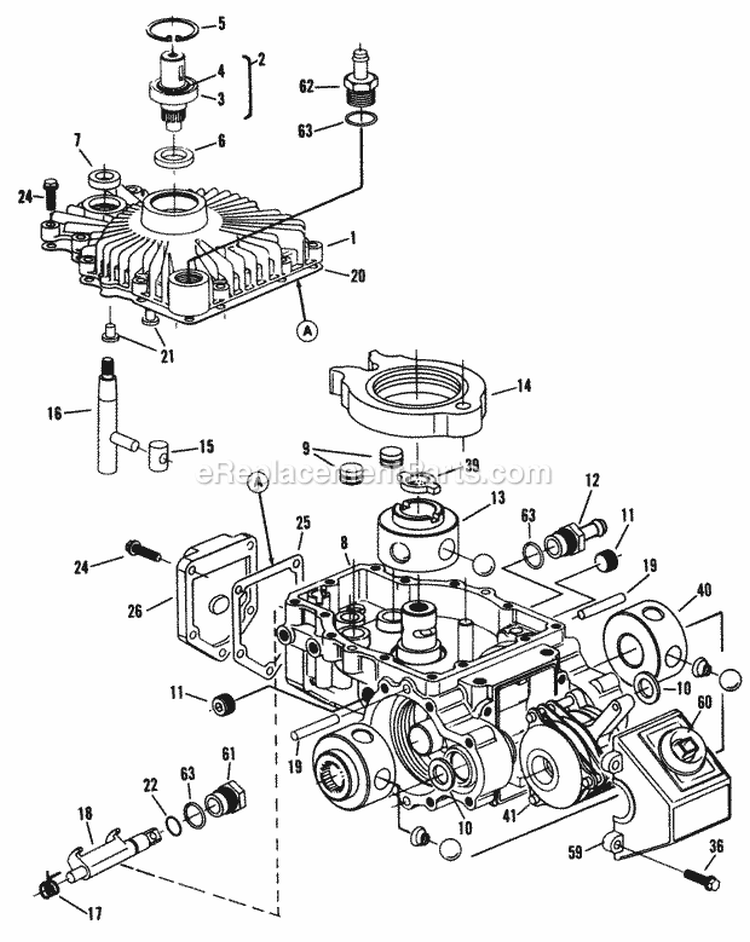 TransmissionHousing Group Diagram and Parts List for 1691799  Simplicity Lawn Tractor