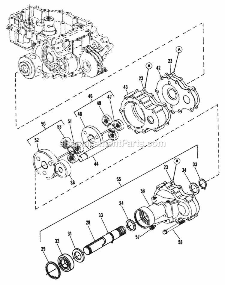TransmissionLeft Axle Subassembly Group Diagram and Parts List for 1691799  Simplicity Lawn Tractor