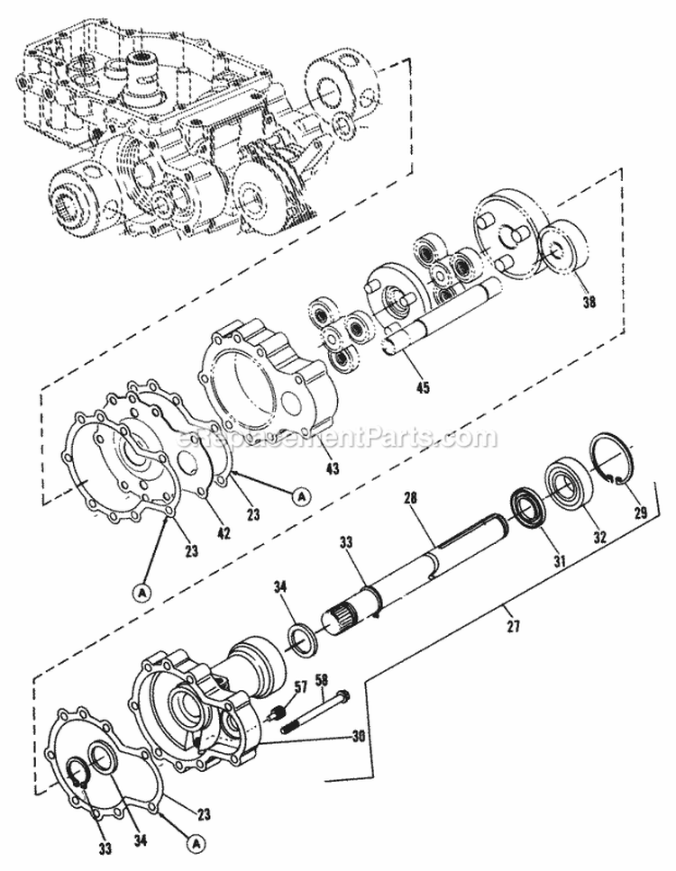 TransmissionRight Axle Subassembly Group Diagram and Parts List for 1691799  Simplicity Lawn Tractor