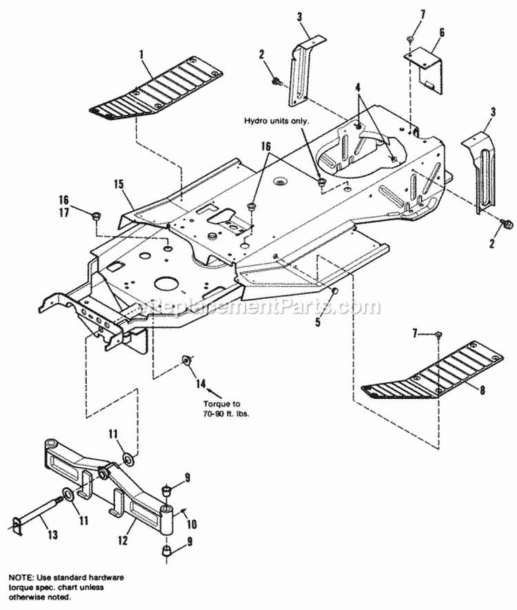 Frame  Front Axle Group Diagram and Parts List for 1691799  Simplicity Lawn Tractor