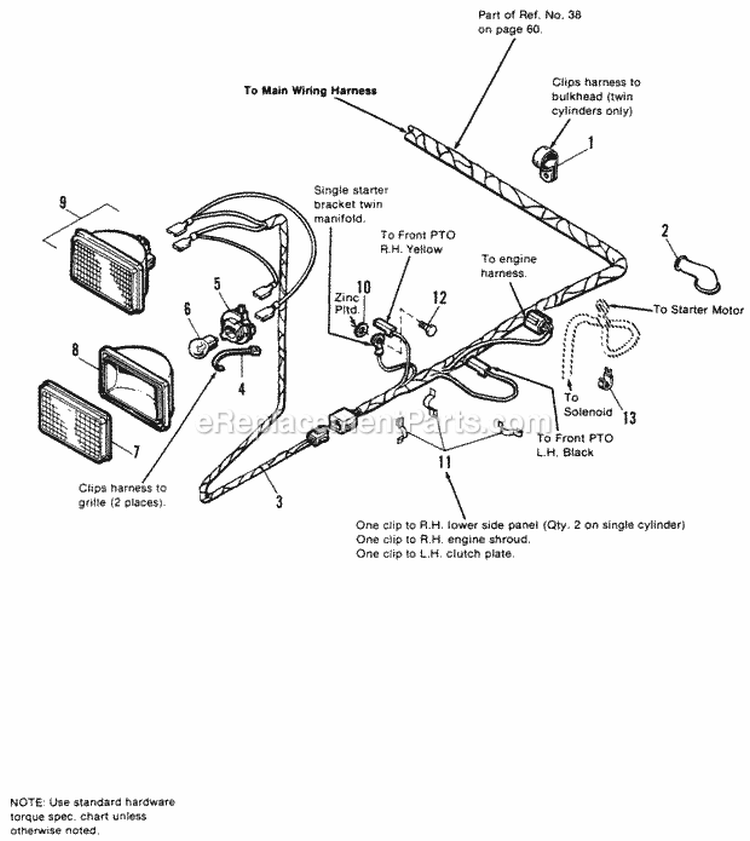 Front Wiring Harness Group - All Mfg Nos Except 1691017  1691018 Diagram and Parts List for 1691925  Simplicity Lawn Tractor