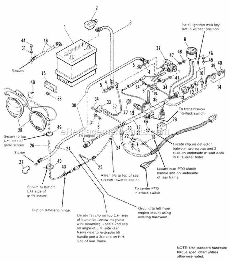 Electrical Group (17Hp) Diagram and Parts List for 1691719  Simplicity Lawn Tractor