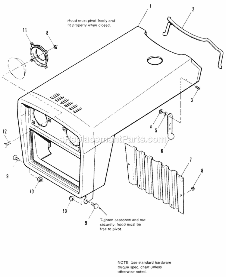 Hood  Grille Group Diagram and Parts List for 1691383  Simplicity Lawn Tractor