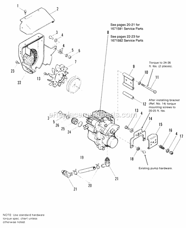 Hydrostatic Pump Group Diagram and Parts List for 1691383  Simplicity Lawn Tractor